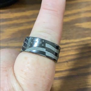 Custom Titanium American Flag Ring